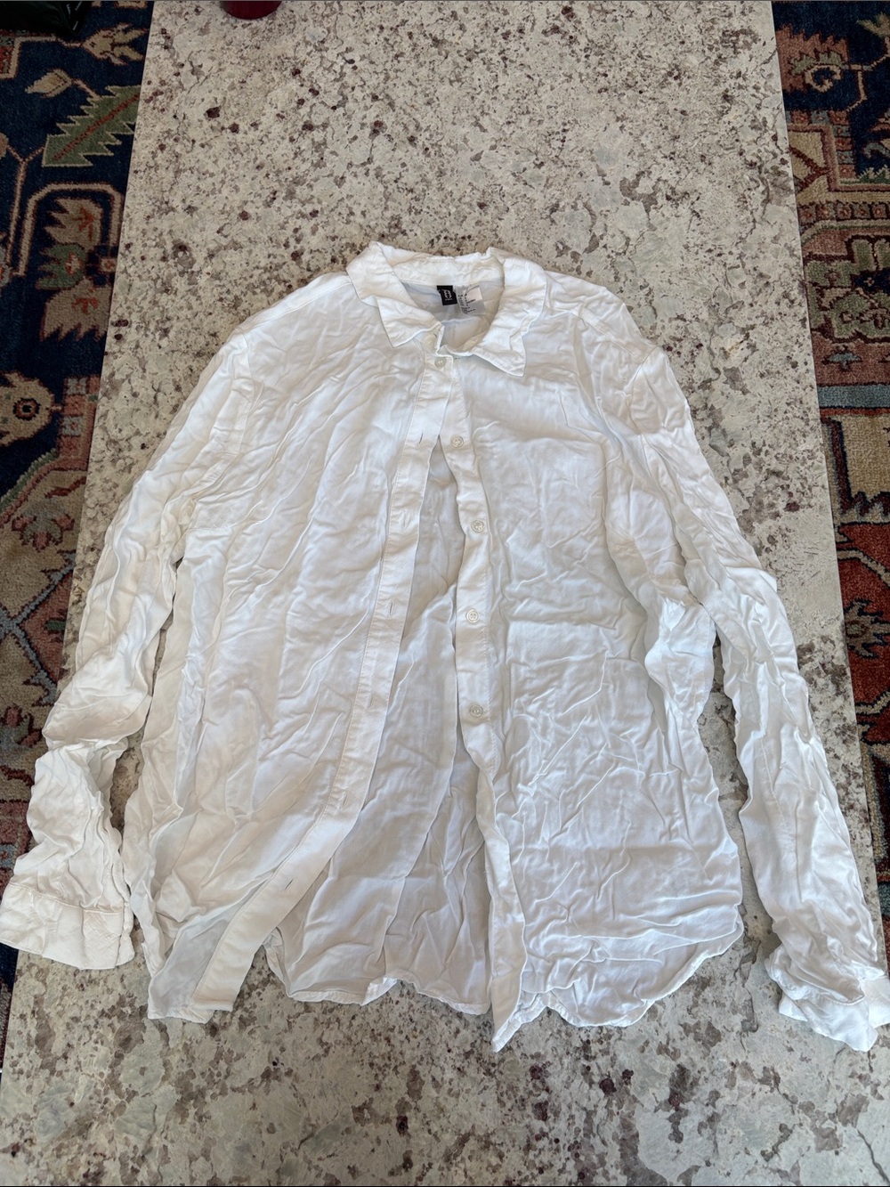 H&M White Lightweight Long-Sleeve Button Shirt